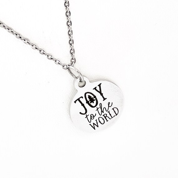Christmas Jewelry, Joy To The World Necklace, Christmas Charm, Christmas Joy, Joy To The World Pendant, Joy Jewelry, Gift For Her, Mom Gift
