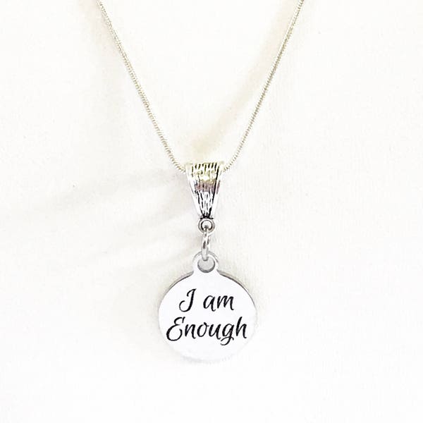 I Am Enough Necklace Gift For Her, Encouragement Gift, Motivation Gift, Daughter Jewelry Gift, Strong Woman Jewelry, Mindfulness Love Gift
