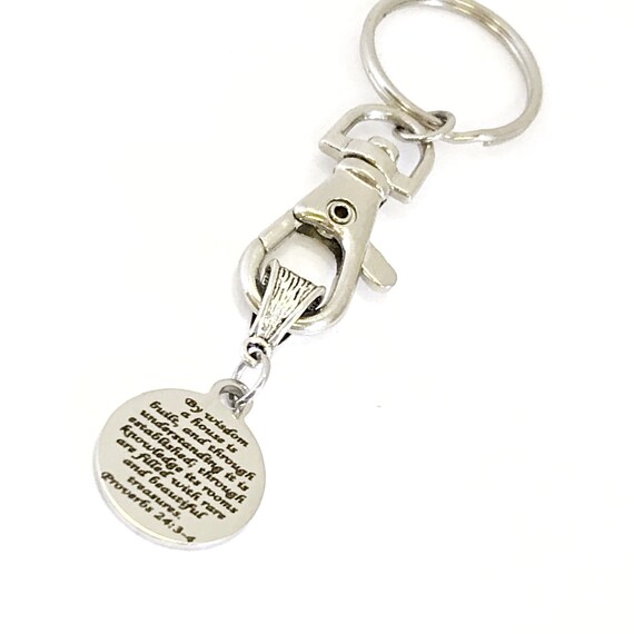 Christian Home Gift, Christian Keychain, New Home Keychain, Keychain Gift, Scripture Keychain, Scripture Gift, Christian Wedding Gift