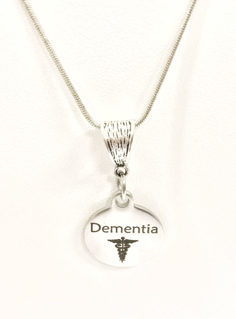 Dementia Necklace, Dementia Medical Condition Necklace, Dementia Awareness Engraved Pendant Necklace, Medical ID Jewelry, Dementia Jewelry image 6