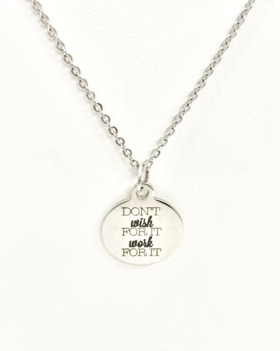 Motivating Jewelry, Don't Wish For It Work For It Necklace, Encouraging Jewelry, Entrepreneur Jewelry, Entrepreneur Gift, Sports Jewelry