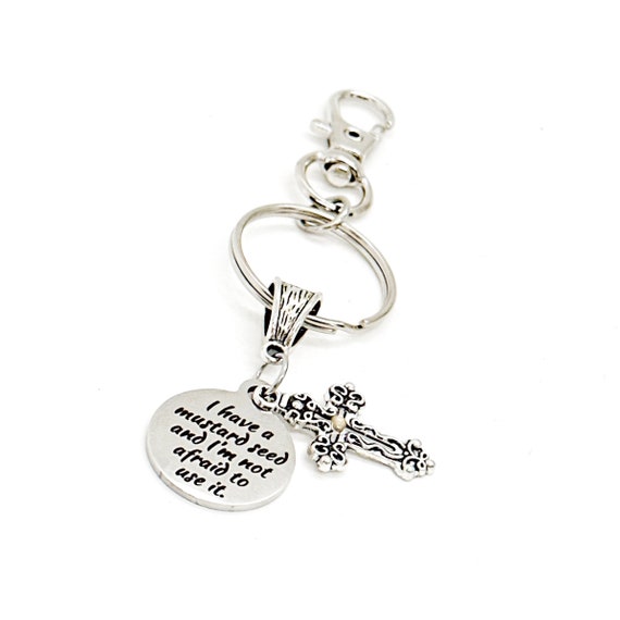 I Have A Mustard Seed Ornate Cross Keychain, Faith Gift, Matthew 17 20, Christian Gift, Baptism Gift, Sunday School Gifts, Bible Study Gifts