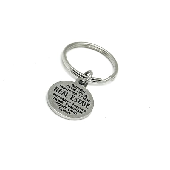 Real Estate Words Charm Key Chain, Real Estate Agent Gifts, Realtor Thank You, Real Estate License Gift, Gift For Her, Gift For Him, Broker