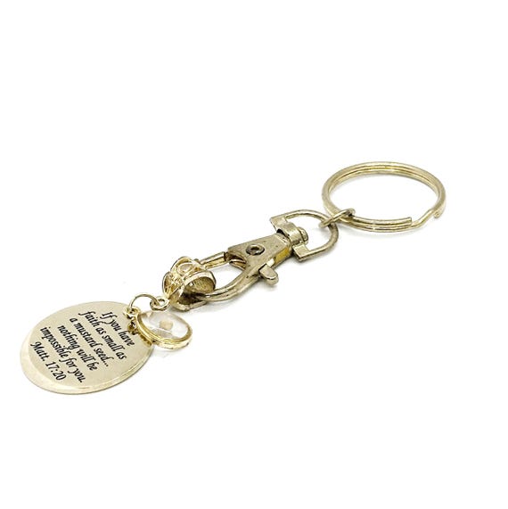 Mustard Seed Scripture Goldtone Key Chain, Mustard Seed Faith, Christian Gifts, Matthew 17 20, Encouraging Gift, Believer Gifts, Bible Verse