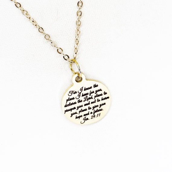 For I Know The Plans I Have For You Goldtone Necklace, Jeremiah 29 11 Scripture Jewelry, Christian Gift, Bible Verse Jewelry, Gift For Her