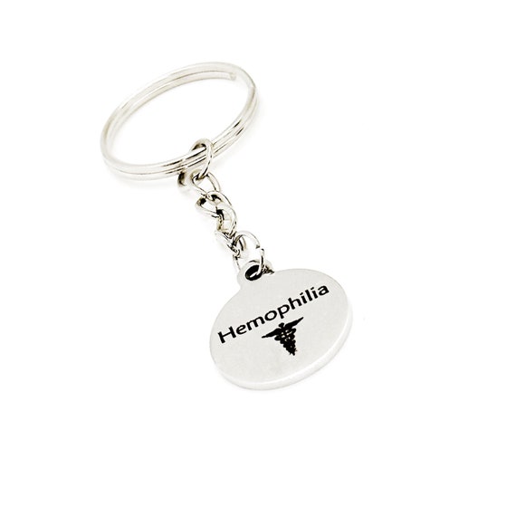 Hemophilia Awareness Charm Keychain, Hemophilia Keychain, Medical Condition Keychain, Blood Disorder, Medical Caduceus, Blood Condition