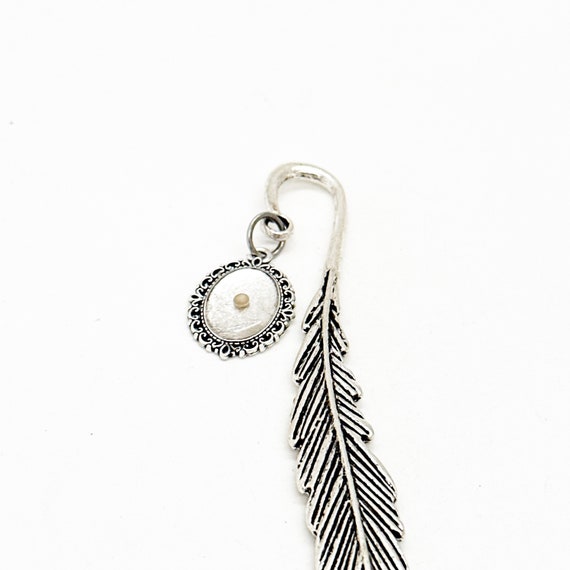 Oval Mustard Seed Charm Feather Stem Bookmark, Faith Gift, Matthew 17 20, Small Faith Moves Mountains, Bible Bookmark, Salvation Gift