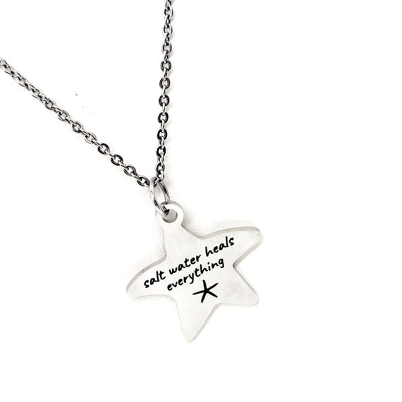 Beach Lover Gift, Salt Water Heals Everything Necklace, Girls Getaway Gifts, Beach Trip, Gift For Her, Wife Gift, Daughter Gift, Beach Trip