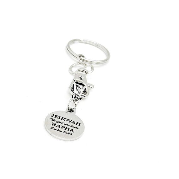 Christian Keychain, Jehovah Rapha Keychain, God Who Heals, Christian Gifts, Christian Charm, Keychain Gift, Exodus 15 26 Gift, Sickness Gift