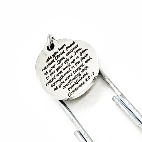 Faith Gift, Rooted In Christ, Colossians 2 6 and 7 Bookmark, Strengthened In Faith, Bible Bookmark, Paperclip Bookmark, Christian Gift