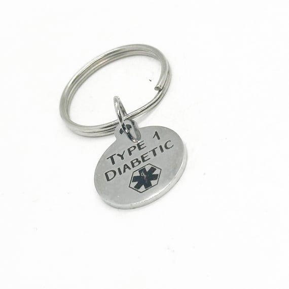 Type 1 Diabetic Key Chain, Son Gift, Daughter Gift, Medical Notice, Medical Condition, Diabetes, Medical Charm, Condition Awareness