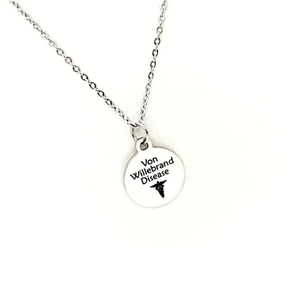 Von Willebrand Necklace, Bleeding Disorder Notice, Medical Condition Jewelry, Daughter Gift, Wife Gift, Medical Caduceus, Caregiver Notice
