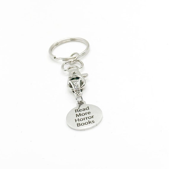 Read More Horror Books Charm Keychain, Horror Book Lover, English Teacher, Literature Teacher, Writer Gift, Book Lover Gift