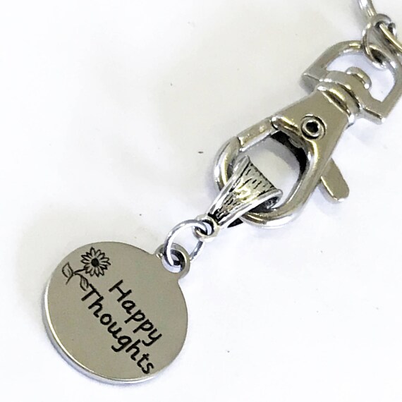 Happy Thoughts Keychain, Stocking Stuffer Gift For Her, Symptahy Gifts, New Car Gifts, Happy Keychain, Daughter Gift, New House Gift