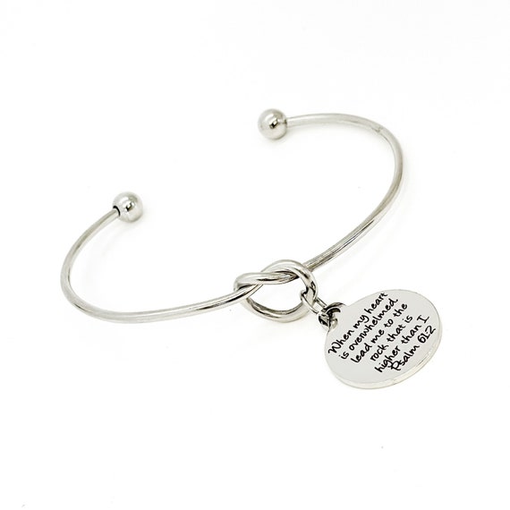 Scripture Gift, When My Heart Is Overwhelmed Charm Bracelet, Psalm 61 2 Scripture Quote, Lead Me To The Rock That Is Higher Than I