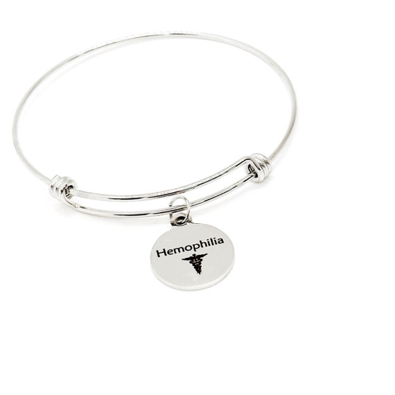 Hemophilia Medical Charm Bracelet, Hemophilia Awareness, Hemophilia Condition Jewelry, Medical Notification, Medical Awareness, Caduceus