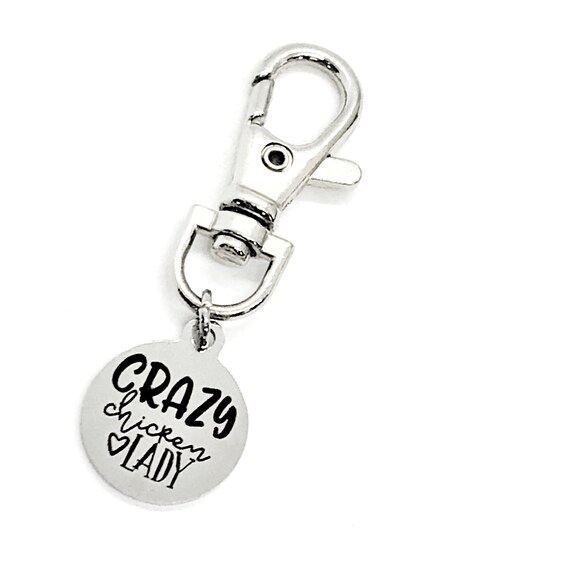 Bag Charm, Purse Charm, Crazy Chicken Lady Charm, Chicken Owner Gift, Chicken Lady Gift, Planner Charm, Purse Clip, Keychain Clip