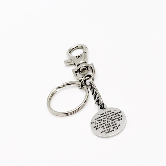 Scripture Gifts, Be Strong And Courageous Keychain, Joshua 1 9, Scripture Quote, Scripture Charm, Faith Gifts, Faith Quotes, Christian Gift