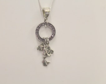 Cheerleader Personalized Pendant on Silver Chain, Cheerleader Initial, Cheer Team Jewlry, Cheerleader Gift, Girlfriend Gift for Her