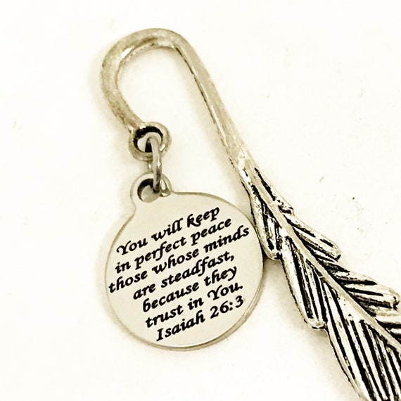 Bookmark Gift, Bible Verse Bookmark, Bible Bookmark, Isaiah 26 3 Perfect Peace Reader Gift, Christian Bookmark, Religious Charm Bookmark