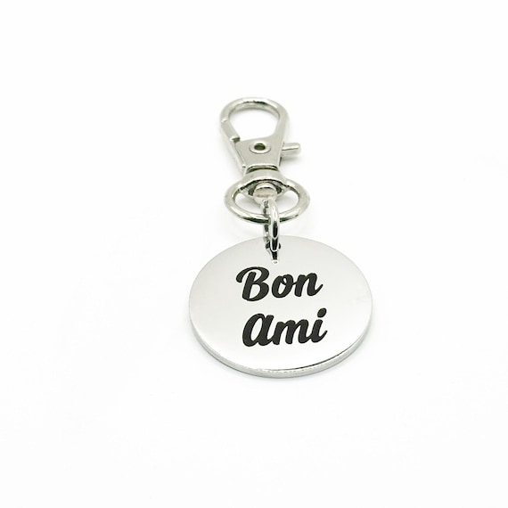Bon Ami French Friendship Clip On Charm Stainless Steel Engraved Charm Gift For Best Friend Purse Zipper Planner Keyring Accessory