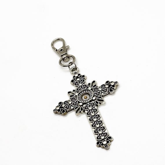 Mustard Seed Cross Charm Bag Clip, Large Cross Charm, Christian Gift, Bag Tag, Purse Charm, Christian, Matthew 17 20 Bag Clip, Faith Gift