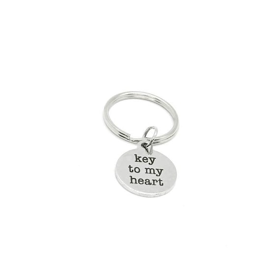 Key To My Heart Stainless Steel Keychain Romantic Gift For Him Her Couples Anniversary Valentine Gift Round 19mm Charm