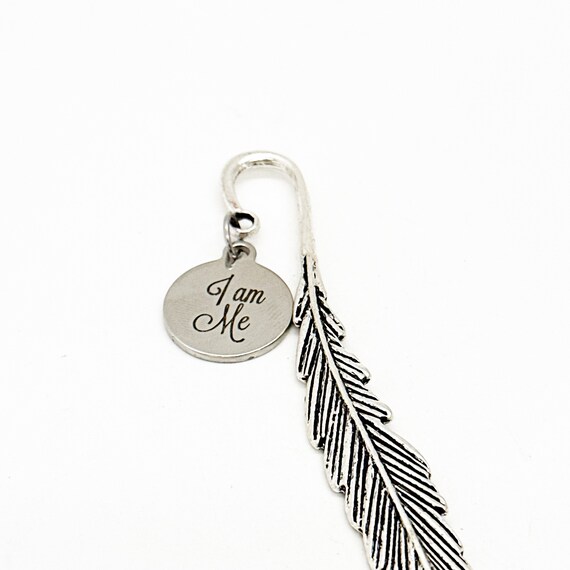 I Am Me Charm Feather Stem Bookmark, Affirmation Gifts, Daughter Gifts, Son Gift, Stocking Stuffer, Christmas Gift, Encouragement Gifts
