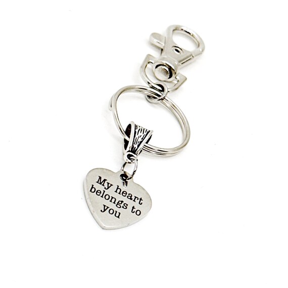 My Heart Belongs To You Charm Keychain, Love Gift, Wife Gift, Husband Gift, Anniversary Gift, Wedding Give, Boyfriend Gift, Girlfriend Gift