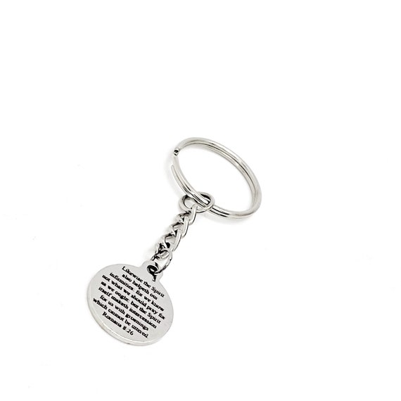 Scripture Gift, Spirit Maketh Intercessions Keychain, Scripture Quote, Romans 8 26, Christian Gifts, Bible Verse Gifts, Bible Verse Quote