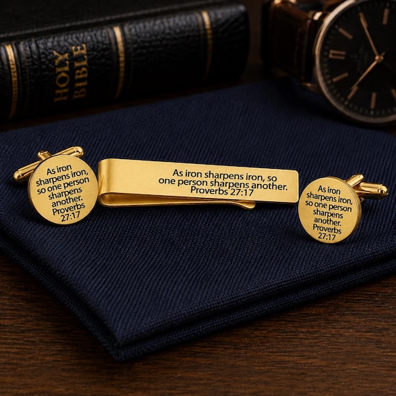 As Iron Sharpens Iron Goldtone Gift Set For Him