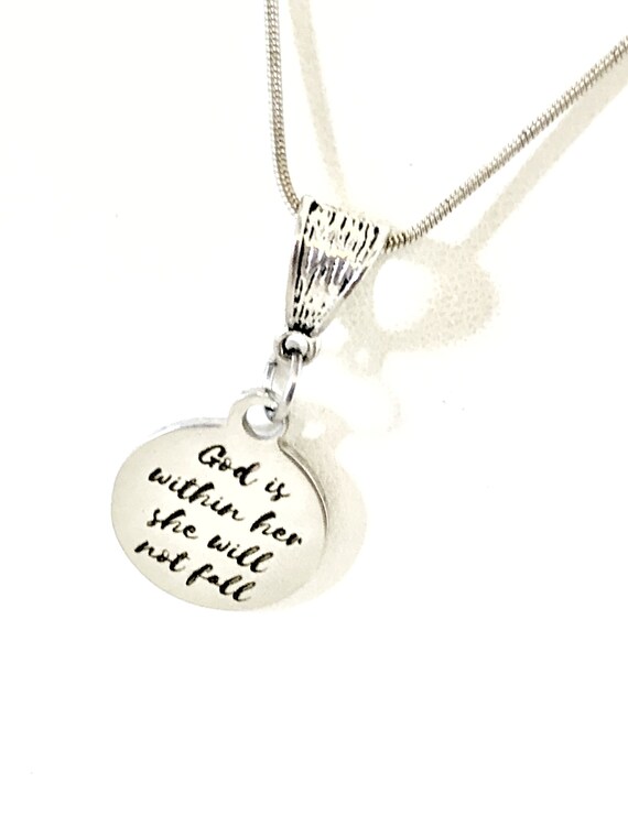 Christian Necklace, God Is Within Her She Will Not Fall Necklace, Psalm 46 5 Necklace, Christian Woman Gift, Gift For Her, Christian Jewelry