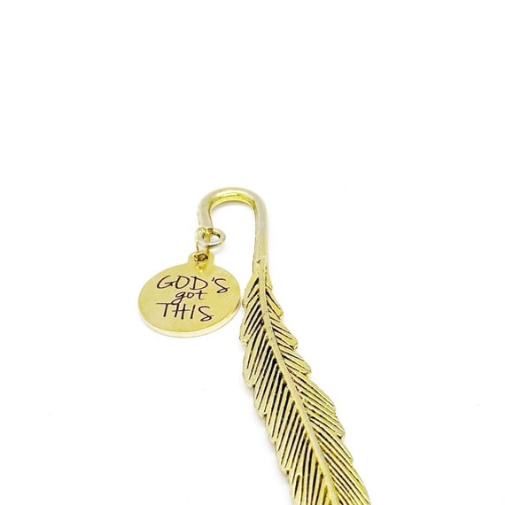 God’s Got This Charm Goldtone Feather Bookmark, God Is In Control, Faith Gift, Christian, Bible Bookmark, Tough Times Gift, Difficulties