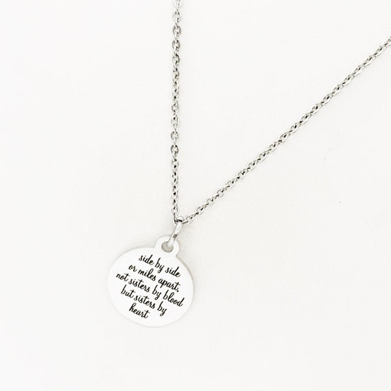 Friend Gift, Side By Side Or Miles Apart, Sisters By Heart Necklace, Best Friend Gift, Missing My Friend, Gift for Friend, Gift For Her