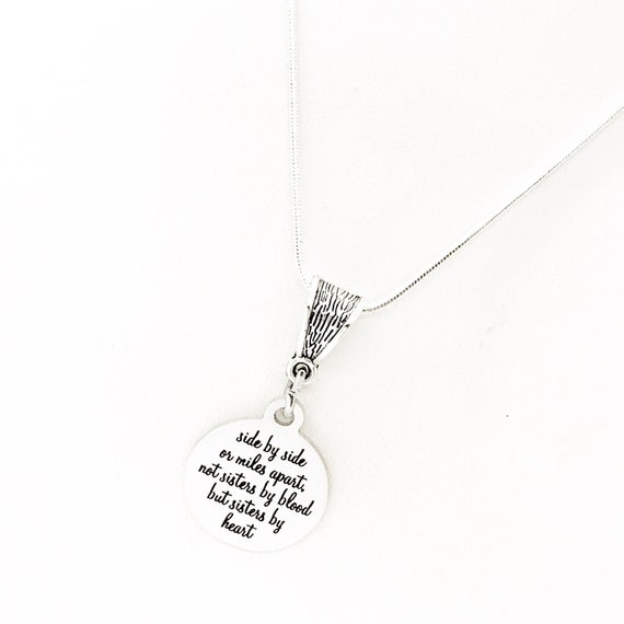 Friend Gift, Side By Side Or Miles Apart, Sisters By Heart Necklace, Best Friend Gift, Missing My Friend, Gift for Friend, Gift For Her