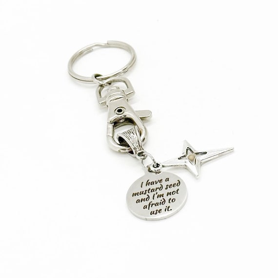 Mustard Seed Quote And Cross Charm Keychain, I Have A Mustard Seed, Faith As Small As A Mustard Seed, Graduation, Bible Verse, Christian