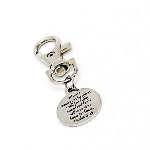 Faith Gift, When I Awake In Heaven Clip On Charm, I Will See You Face To Face, Psalm 17 15, Scripture Gift, Christian Gift, Baptism Gift