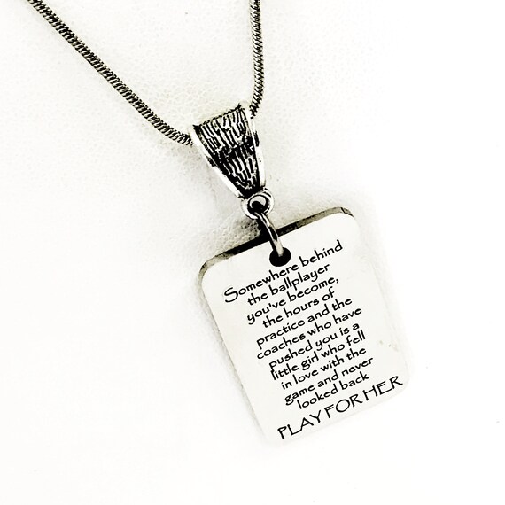 Softball Jewelry, Encouraging Gift, Play For Her Necklace, Softball Necklace, Softball Daughter Gift, Encouraging Quote, Encouraging Jewelry