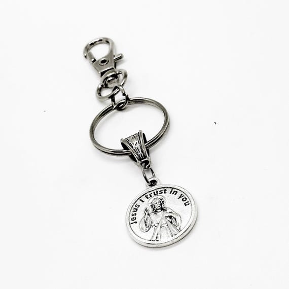 Jesus I Trust In You Keychain, Have Mercy On Us, Faith, Christian Gift, Baptism, Son, Daughter, Recovery Motivation, Atone Our Sins