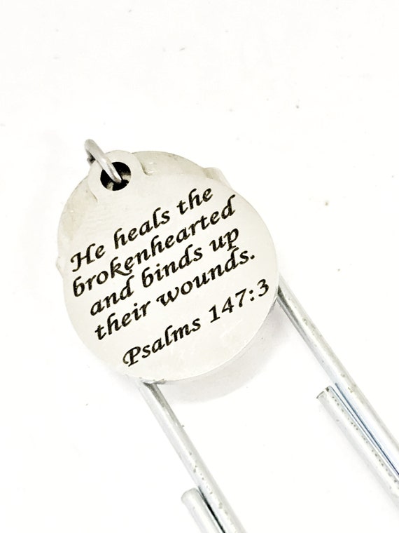 Bookmark Gift, He Heals The Brokenhearted, Psalms 147 3 Bookmark, Christian Bookmark, Christian Sympathy Gift, Bible Verse Gift