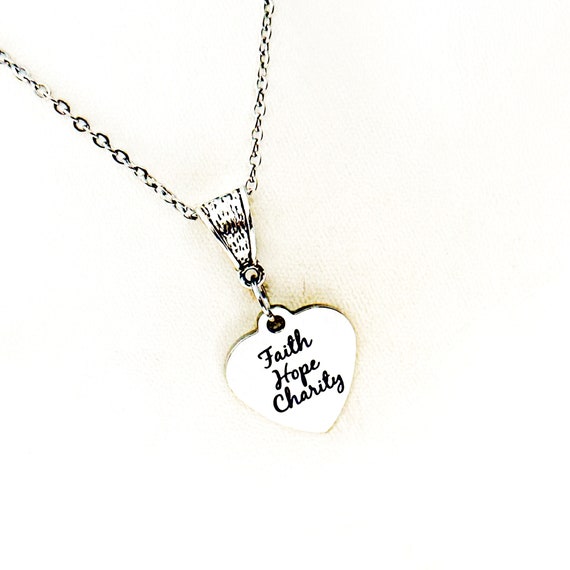 Faith Hope Charity Pendant Necklace, First Corinthians 13 Jewelry, Faith Jewelry, Gift For Her, Daughter Gift, Wife Gift, Christian Woman