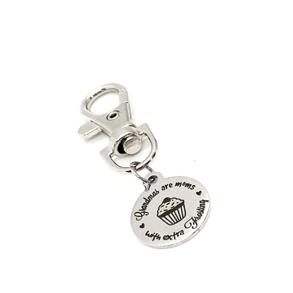 Grandma Gift, Grandmas Are Moms With Extra Frosting Charm, Clip On Charm, Grandma Announce, Pregnancy Announce, Grandma Christmas Gift