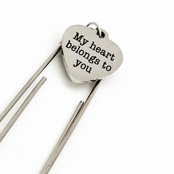 Love Gift, My Heart Belongs To You Charm Bookmark, Wife Gift, Husband Gift, Anniversary Gift, Wedding Gift, Date Gift, Boyfriend Gift
