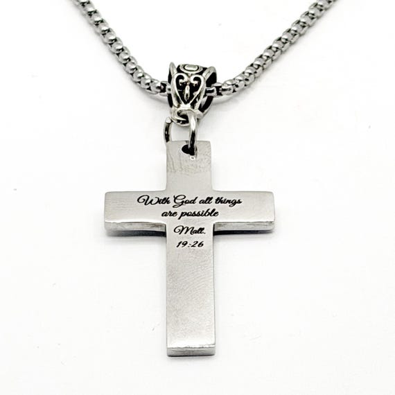 With God All Things Are Possible Cross Necklace