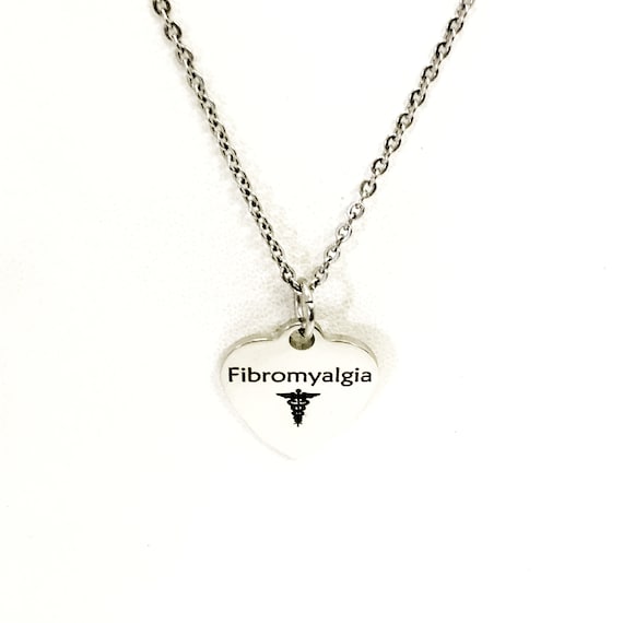Fibromyalgia  Necklace, Fibromyalgia Medical Necklace, Fibromyalgia  Awareness Engraved Pendant Necklace, Medical ID Jewelry, Caduceus