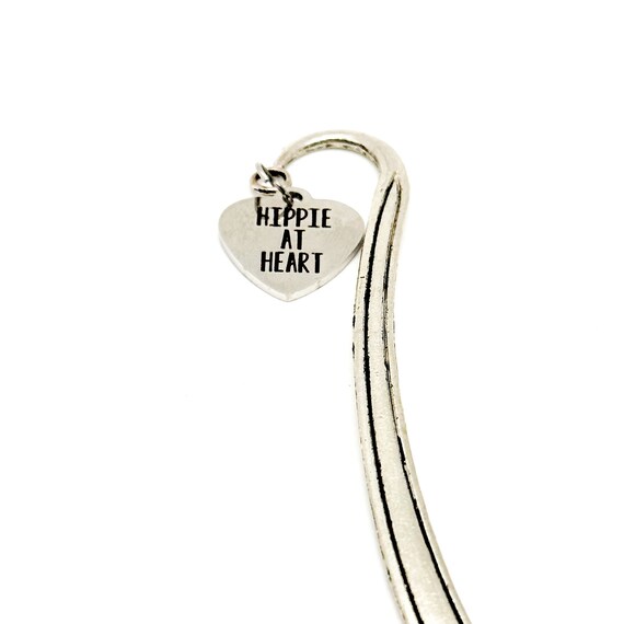 Hippie At Heart Charm Bookmark, Hippie At Heart Gift, Wife Gift, Husband Gift, Reader Gift, Gift For Her, Gift For Him, Hippie Quotes