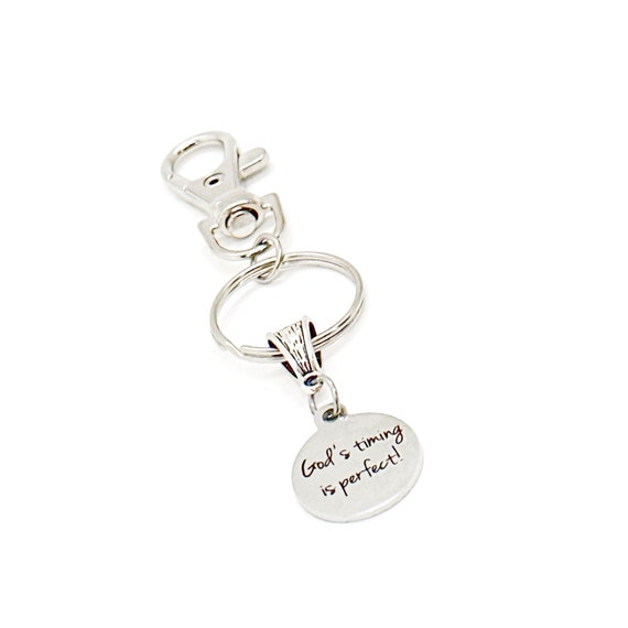 God’s Timing Is Perfect Charm Clip On Keychain, Wait On Him, Wait On God, In His Time, God Has A Plan, Faith Gift, Christian, Bible Study