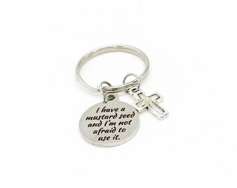 Mustard Seed Quote and Heart Cross Keychain, Mustard Seed Faith, Matthew 17 20, Mustard Seed Gifts, Christian Gifts, Scripture Gift