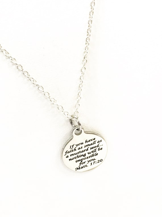Scripture Gifts, Scripture Jewelry, Mustard Seed Verse Necklace, Christian Gifts, Scripture Necklace, Bible Verse Gfits, Baptism Gifts