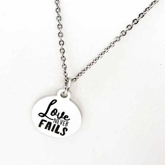 Love Necklace, Love Never Fails Necklace, Love Jewelry, 1 Cor 13 Jewelry, 1 Cor 13 Necklace,  Love Never Fails